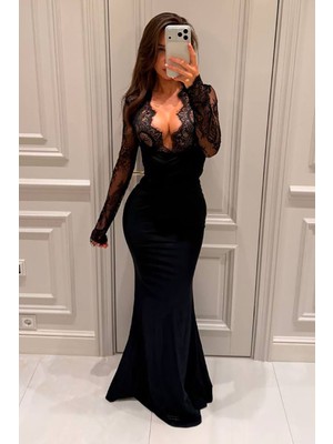 BMD Ksenia Dantel Detay Elbise - Siyah