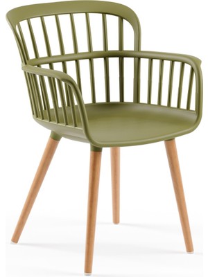 Tilia Eva-N Polipropilen Kollu Sandalye Haki, Kayın Ayak - Bahçe, Balkon, Dış Mekan, Kafe, Restoran Için