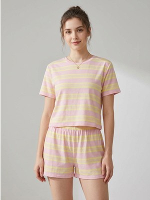 Merlot T-Shirt Şort Örme Pijama Takımı