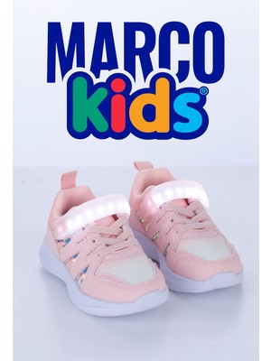 Marco Kids Kız Çocuk Cırtları Işıklı Fileli Spor Ayakkabı 26Y905