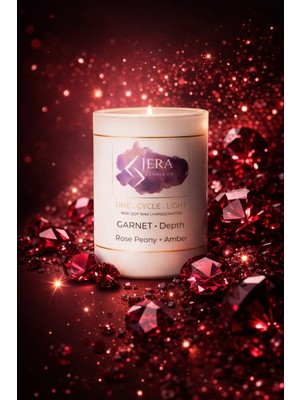 Garnet - Depth | Rose Peony + Amber | %100 Doğal Soya ve Hindistan Cevizi Mum