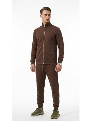 Plus Scorpion Erkek Eşofman Takımı Slim Fit Dokulu Kumaş Fermuarlı Üst Lastikli Paça Modern Spor Takım