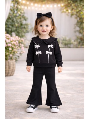 Ciciben Fiyonklu Yaka Detaylı Ispanyol Paça Taytlı Kız Bebek Alt Üst Takım