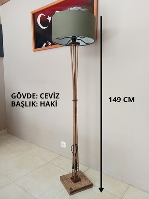 Balsa Dekor Ahşap Lambader-Haki Yeşil