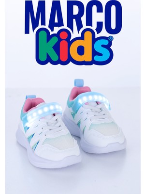 Marco Kids Kız Çocuk Cırtları Işıklı Fileli Spor Ayakkabı 26Y905
