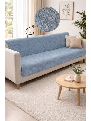 Sevim Kaymaz Taban Yumuşak Koltuk Örtüsü - Wellsoft Koltuk Kılıfı - 180X215 cm - Mavi