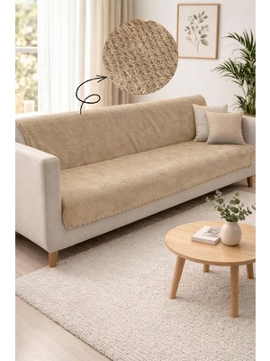 Sevim Kaymaz Taban Koltuk Örtüsü - Wellsoft & Peluş Koltuk Örtüsü- 180X215 cm - Kapuçino