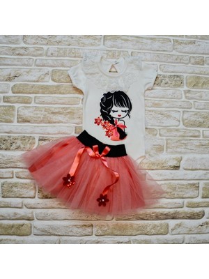 Diji Baby 9-12-18 Ay Payetli Kelebek Nakışlı Taçlı Kısa Kollu Tütü Etek 3lü Kız Bebek Takımı