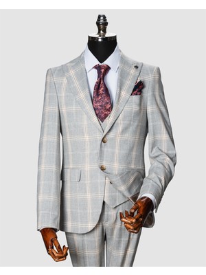 Echol Ech. 1113 Ekose Yelekli Takım Elbise