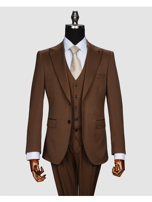 Echol Ech.Prt 496 Düz Kumaş Yelekli Takım Elbise