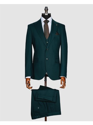 Suit Sartoria Ssa 2610 Düz Kumaş Yelekli & Duble Paça Takım