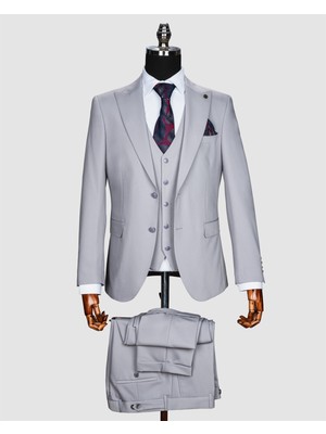 Suit Sartoria Ssa 2610 Düz Kumaş Yelekli & Duble Paça Takım