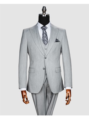 Echol Ech.Prt 496 Düz Kumaş Yelekli Takım Elbise