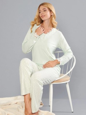 Kadın Uzun Kollu Mevsimlik Pijama Takımı – Şık, Zarif ve Modern Tasarım – Rahat ve Kaliteli Kumaş Flz 89-134