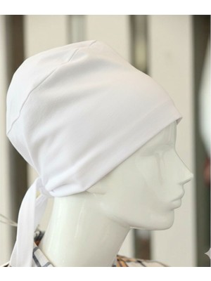 Marsilyan Bağlamalı Tesettür Bone - Bağlamalı Bandana Beyaz 5 Adet
