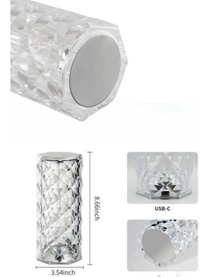 Acstore Yeni Nesil Kristal Masa Gece Lambası Dokunmatik Renk Değiştirebilen