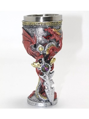 Acstore Ejderha Kılıç Temalı 3D Kabartmalı Çelik Kadeh Bardak ALK4373