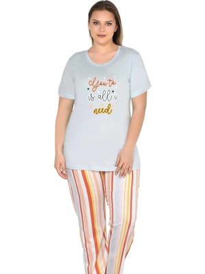 Büyük Beden Battal Kısa Kol Pijama Takımı Alperi B78-109