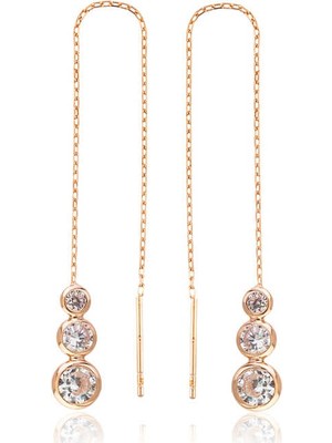 Marsilyan 925 Ayar Gümüş Beyaz Taşlı Zincirli Küpe EA1160048 (72)