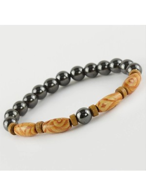 Marsilyan Hematit Ahşap Trend Yeni Sezon Doğaltaşlı Bileklik