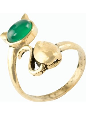 Marsilyan Kedi Doğaltaşlı Otantik Yüzük