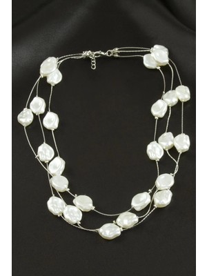 Marsilyan Oval Inci Üçlü Kolye