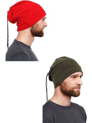 Marsilyan 2 Adet Polar Ipli Bere ve Boyunluk Kırmızı Yeşil