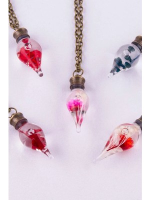 Marsilyan Sulu Çiçek Fanus Canlı Kolye