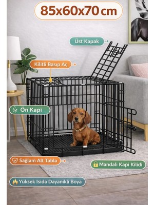 Katlanabilir Metal Hayvan Kafesi 85X60X70
