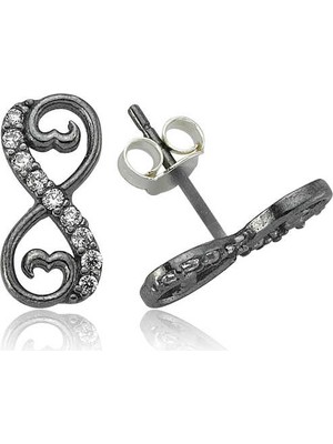 Marsilyan 925 Ayar Gümüş Kalpli Sonsuzluk Çivili Küpe EA0710004 (72)