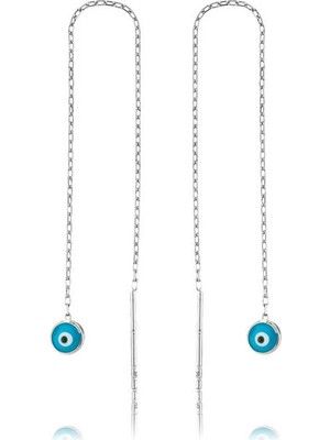 Marsilyan 925 Ayar Gümüş Nazar Zincirli Küpe EA1160040 (72)