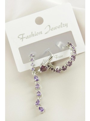 Marsilyan 3 Adet Kalp Zirkon Taşlı Küpe