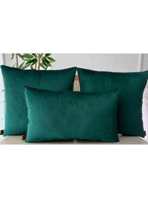 Elanora Home Dekoratif Kırlent Kılıfı,yüksek Kaliteli Kadife Zümrüt Yeşil Kumaş,,3’lü Set