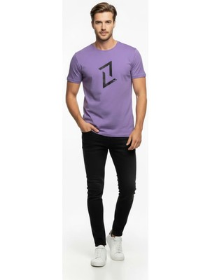 Erkek Dinamik Grafik Sembol Baskılı T-Shirt