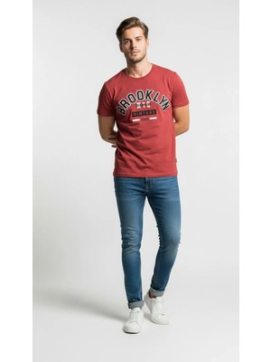 Maxi Modena Brooklyn Vintage Baskılı Erkek Günlük T-Shirt Spor Kesim