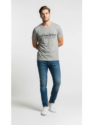 Maxi Modena Erkek Motivasyon Yazı Baskılı Modern Günlük T-Shirt