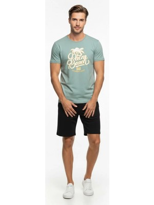 Maxi Modena Palm Beach California Baskılı Erkek Günlük T-Shirt Spor Stil