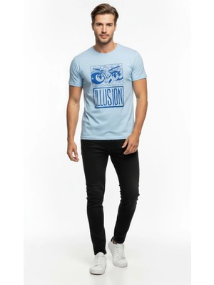 Maxi Modena Erkek Illusion Grafik Baskı Sokak Stil T-Shirt