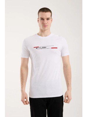 Urban Minimal Yazı Baskılı Erkek T-Shirt – Street Stil, Günlük Rahat Kalıp