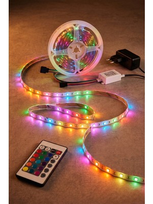 Winnboss 5 Metre, 12 Volt, Tek Çipli Şerit Led, Kumandalı Rgb Şerit Led, Iç Mekan Aydınlatma