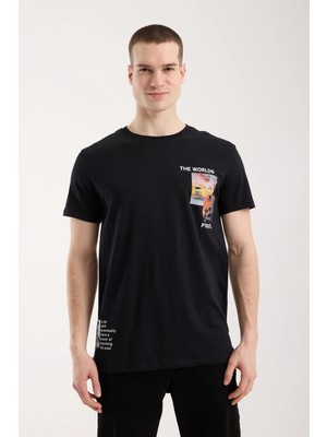 Urban Fotoğraf Baskılı Erkek T-Shirt – Streetwear Stil, Günlük Rahat Kalıp