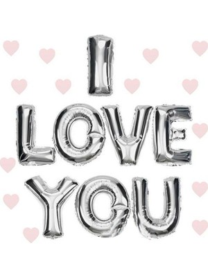 Marsilyan I Love You Folyo Balon Gümüş Renk 35 cm