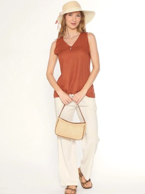 Flz Kadın Dokuma Viskon Kolsuz Pijama Takımı – %100 Viskon Yazlık Rahat Kalıp 88-122