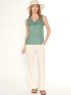 Flz Kadın Dokuma Viskon Kolsuz Pijama Takımı – %100 Viskon Yazlık Rahat Kalıp 88-122