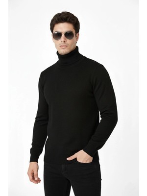 Marsilyan Tam Boğazlı Balıkcı Yaka Triko Kazak Yumuşak Dokulu Pamuklu Ince Dokuma, Uzun Kollu Rahat Regul