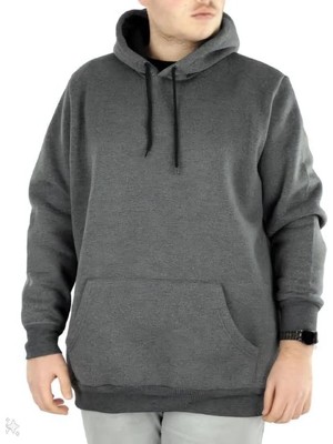 Marsilyan Uzun Kol Kapşonlu Basic Sweatshirt Hoodie - Füme