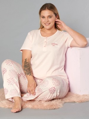 Büyük Beden Battal Viskon Kısa Kol Yazlık Pijama Takımı Dowry B08-92