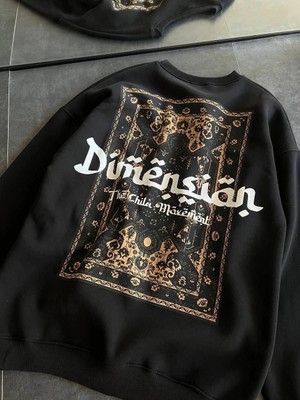 Marsilyan Üç Iplik Penye Bisiklet Yaka Baskılı Sweatshirt - Siyah
