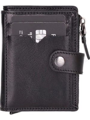 Marsilyan Rodos Hakiki Deri, El Yapımı, Pop-Up Kartlık Cüzdan, Parlak Siyah