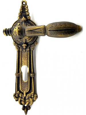 Marsilyan Eco Lounge Antika Tarz Dekoratif Pirinç Şato Model Oda Kapı Kolu - 262X83 Mm, Antik